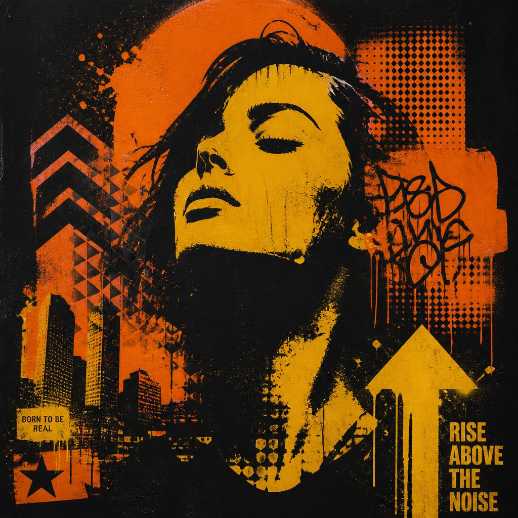 Spray paint and stencil street art composition